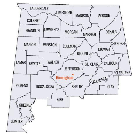 Alabama Northern District Map