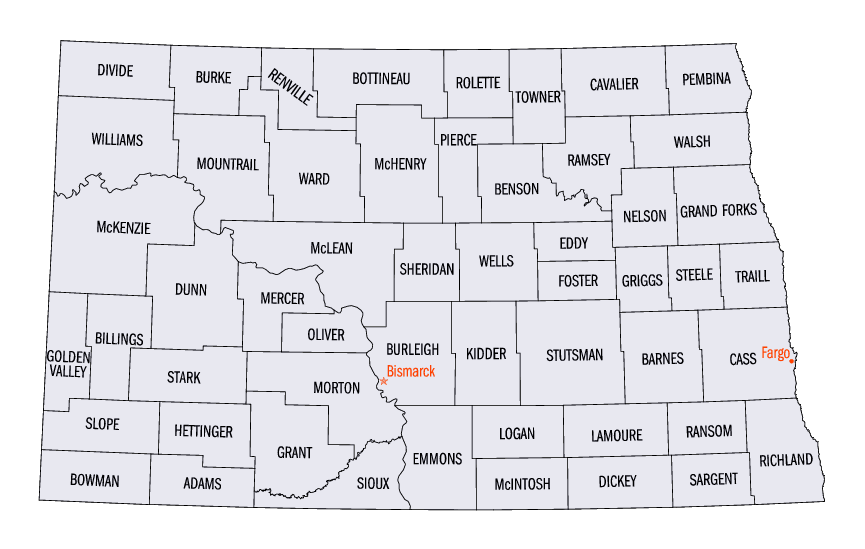 North Dakota District map