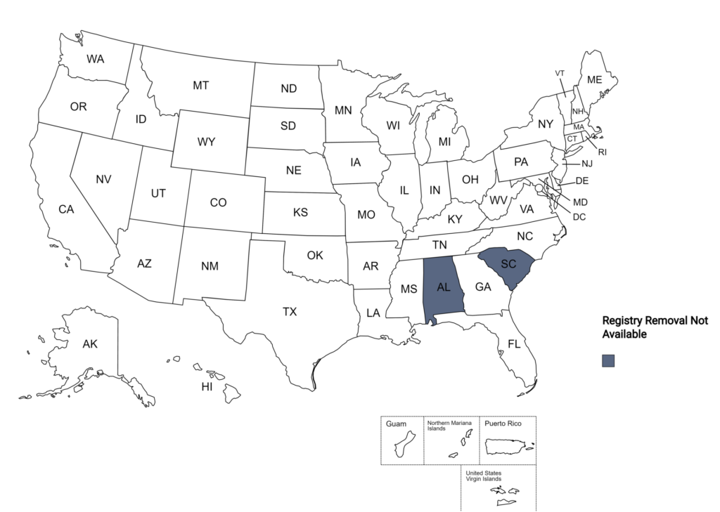 Registry Removal Not Available Map