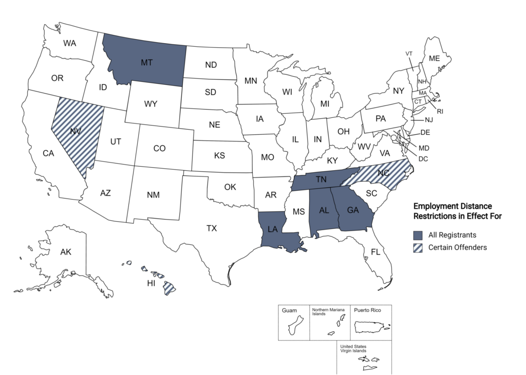 Employment Distance Restrictions Map