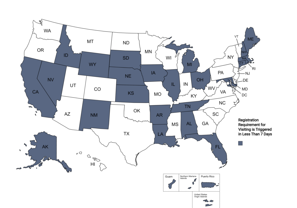 Out of State Visitation Limits Map