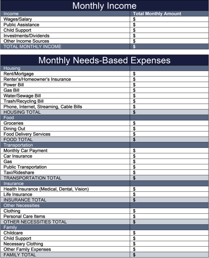 Budget Tracker page 1